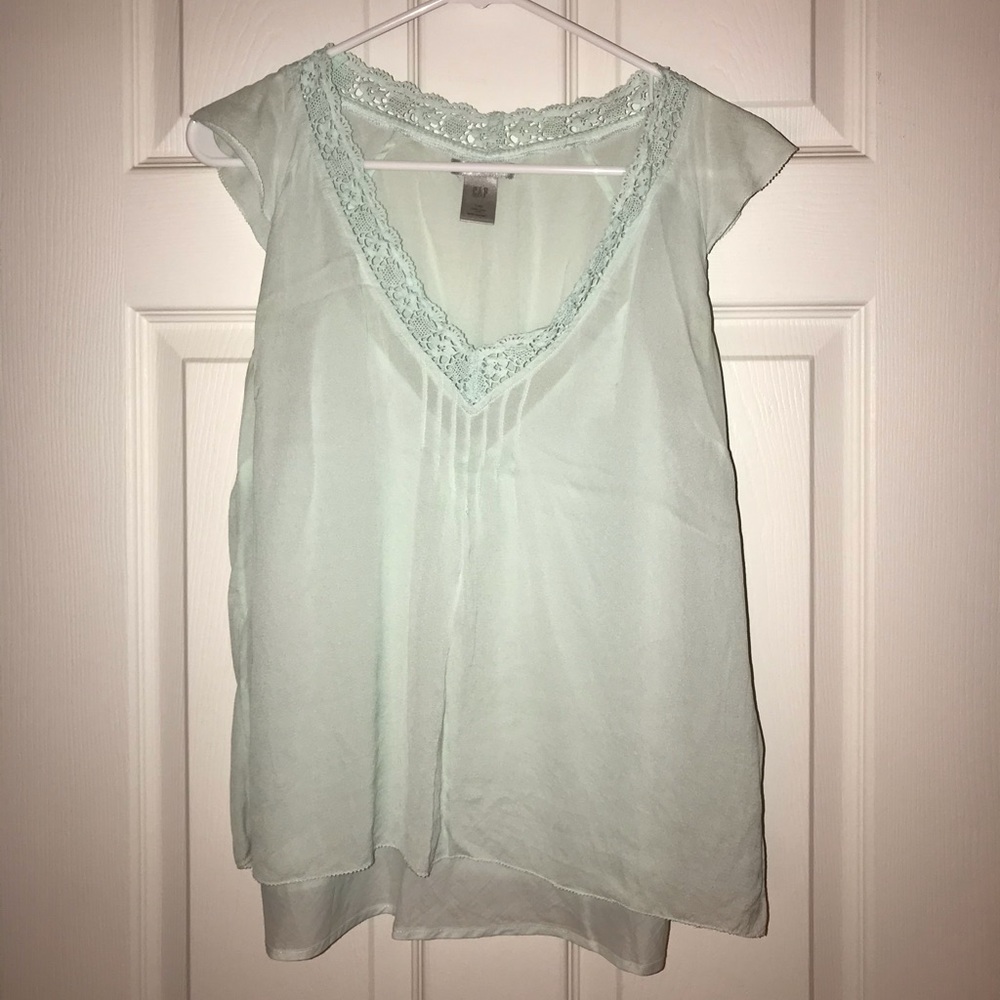 Gap Silk Blouse with Crocheted detail w/camisole